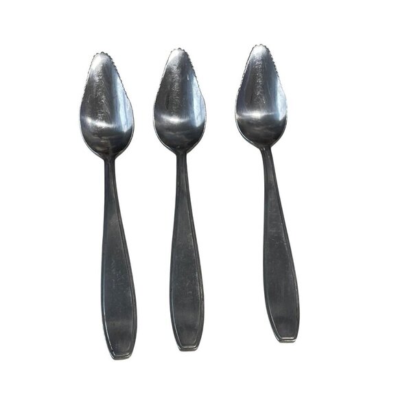 Set Of 3 Knoeler Stainless Steel Grapefruit Spoons Serrated Edges Vintage Silver - Picture 1 of 4